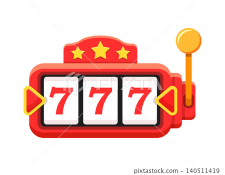 Casino slot machine icon in flat style. 777 jackpot vector illustration on isolated background. Game machine sign business concept. Casino slot machine icon in flat style. 777 jackpot vector illustration on isolated background. Game machine sign business concept. 140511419