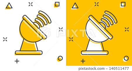 Satellite antenna tower icon in comic style. Broadcasting cartoon Satellite antenna tower icon in comic style. Broadcasting cartoon 140511477