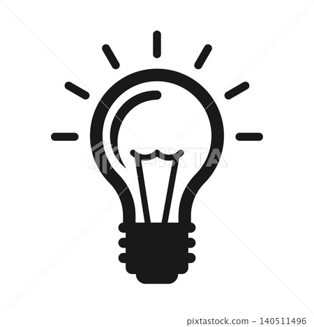 Light bulb icon in flat silhouette style. Lightbulb vector illustration on isolated background. Idea sign business concept. Light bulb icon in flat silhouette style. Lightbulb vector illustration on isolated background. Idea sign business concept. 140511496