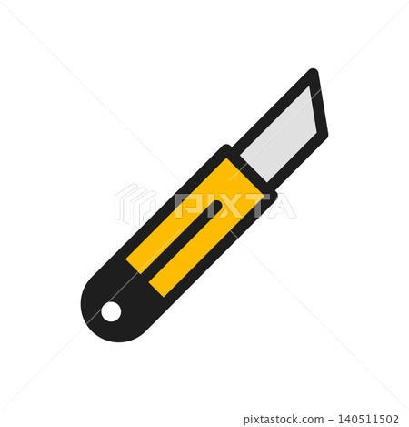 Stationery knife icon in flat style. Cutting tool vector illustration on isolated background. Office knife sign business concept. Stationery knife icon in flat style. Cutting tool vector illustration on isolated background. Office knife sign business concept. 140511502