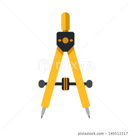 Geometric compass icon in flat colorful style. Drafting tool vector illustration on isolated background. Office stationery sign business concept. 140511517