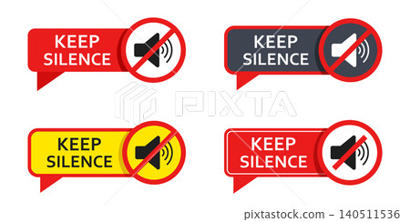 Silence please icon set collection in flat style. Silent banner vector illustration on isolated background. Warning sign business concept. Silence please icon set collection in flat style. Silent banner vector illustration on isolated background. Warning sign business concept. 140511536