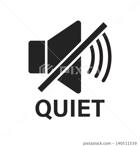 Quiet zone icon in flat style. Silent banner vector illustration on isolated background. Warning sign business concept. Quiet zone icon in flat style. Silent banner vector illustration on isolated background. Warning sign business concept. 140511539
