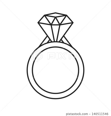 Wedding ring silhouette icon in flat stroke outline style. Brilliant gold jewellery vector illustration on isolated background. Luxury gift sign business concept. Wedding ring silhouette icon in flat stroke outline style. Brilliant gold jewellery vector illustration on isolated background. Luxury gift sign business concept. 140511546