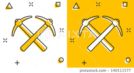 Axe icon in comic style. Lumberjack cartoon vector illustration on white isolated background. Blade splash effect business concept. Axe icon in comic style. Lumberjack cartoon vector illustration on white isolated background. Blade splash effect business concept. 140511577