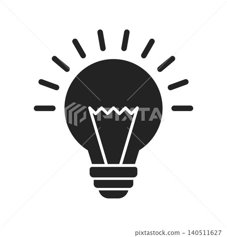 Light bulb icon in flat silhouette style. Lightbulb vector illustration on isolated background. Idea sign business concept. 140511627