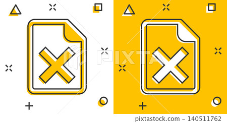 Document error icon in comic style. Broken report cartoon vector illustration on white isolated background. Damaged splash effect business concept. 140511762