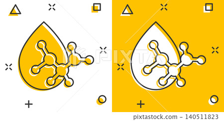 Acid molecule icon in comic style. Dna cartoon vector illustration on white isolated background. Amino model splash effect business concept. Acid molecule icon in comic style. Dna cartoon vector illustration on white isolated background. Amino model splash effect business concept. 140511823