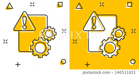 Document error icon in comic style. Broken report cartoon vector illustration on white isolated background. Damaged splash effect business concept. Document error icon in comic style. Broken report cartoon vector illustration on white isolated background. Damaged splash effect business concept. 140511831