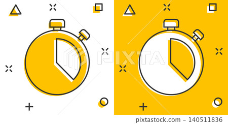 Clock sign icon in comic style. Time management vector cartoon illustration on white isolated background. Timer business concept splash effect. Clock sign icon in comic style. Time management vector cartoon illustration on white isolated background. Timer business concept splash effect. 140511836