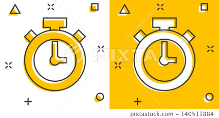 Clock icon in comic style. Watch cartoon vector illustration on white isolated background. Timer splash effect business concept. Clock icon in comic style. Watch cartoon vector illustration on white isolated background. Timer splash effect business concept. 140511884
