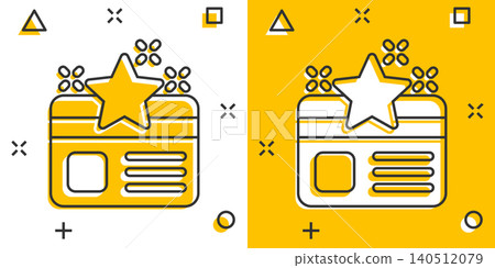Loyalty card icon in comic style. Reward cartoon vector illustration on white isolated background. Discount splash effect business concept. Loyalty card icon in comic style. Reward cartoon vector illustration on white isolated background. Discount splash effect business concept. 140512079