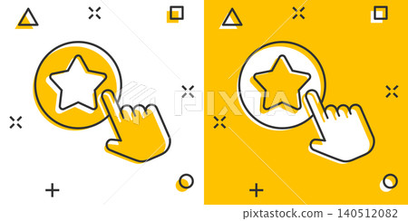Click loyalty card icon in comic style. Hand on reward cartoon vector illustration on white isolated background. Discount splash effect business concept. Click loyalty card icon in comic style. Hand on reward cartoon vector illustration on white isolated background. Discount splash effect business concept. 140512082