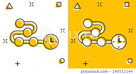 Timeline icon in comic style. Progress cartoon vector illustration on white isolated background. Diagram splash effect business concept. 140512144
