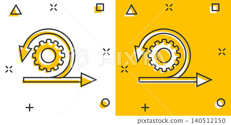 Agile icon in comic style. Flexible cartoon vector illustration on white isolated background. Arrow cycle splash effect business concept. Agile icon in comic style. Flexible cartoon vector illustration on white isolated background. Arrow cycle splash effect business concept. 140512150