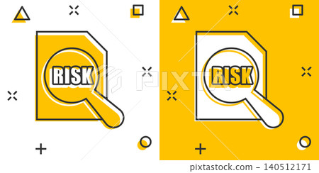 Risk level icon in comic style. Result cartoon vector illustration on white isolated background. Assessment splash effect business concept. Risk level icon in comic style. Result cartoon vector illustration on white isolated background. Assessment splash effect business concept. 140512171