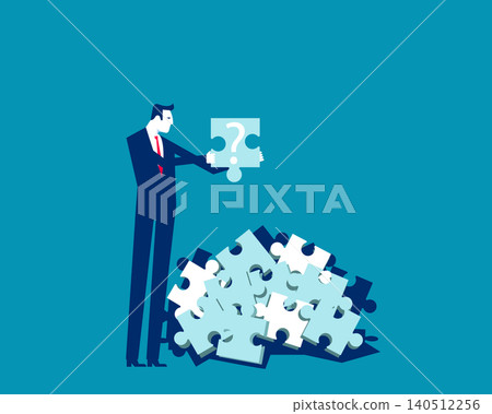 The jigsaw puzzle pieces with question marks represent the attempt to find answers or solutions to complex problems within an organization. The jigsaw puzzle pieces with question marks represent the attempt to find answers or solutions to complex problems within an organization. 140512256