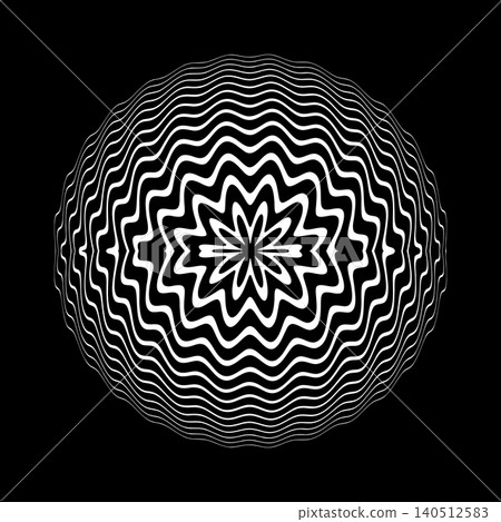 Radial Wavy Lines Spherical Pattern. 3D Illusion. Radial Wavy Lines Spherical Pattern. 3D Illusion. 140512583