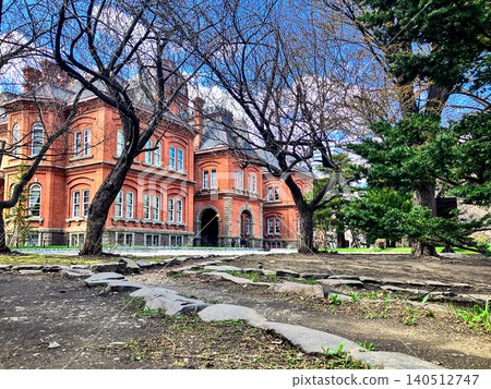 Former Hokkaido Government Office Building (Red Brick Building), viewed from the garden, Chuo Ward, Sapporo City, clear weather. 140512747
