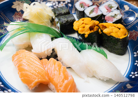 A delicious assortment of nigiri sushi A delicious assortment of nigiri sushi 140512798