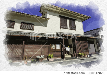 水彩風格:兵庫縣丹波筱山市河原町妻入商行、丹波筱山、筱山能博物館 水彩風格:兵庫縣丹波筱山市河原町妻入商行、丹波筱山、筱山能博物館 140512829