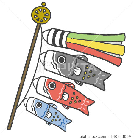 Cute hand-drawn illustration of a carp streamer Cute hand-drawn illustration of a carp streamer 140513009