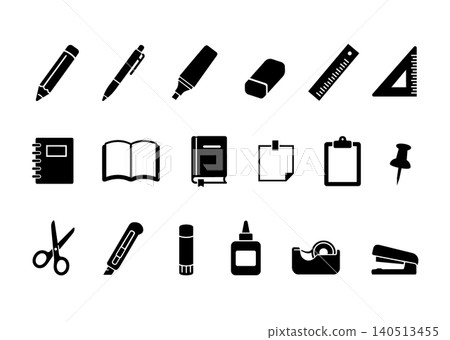 Simple stationery icon set Simple stationery icon set 140513455