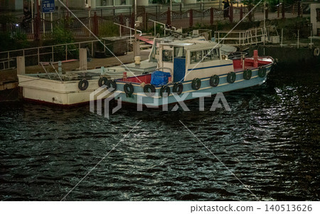 Ships, harbor, night view, water surface, reflection, moored boats, river, cityscape, night waterside, Japan Ships, harbor, night view, water surface, reflection, moored boats, river, cityscape, night waterside, Japan 140513626