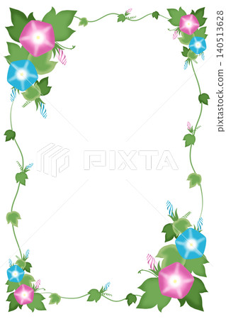 可愛的牽牛花插畫邊框素材(直式版) 可愛的牽牛花插畫邊框素材(直式版) 140513628