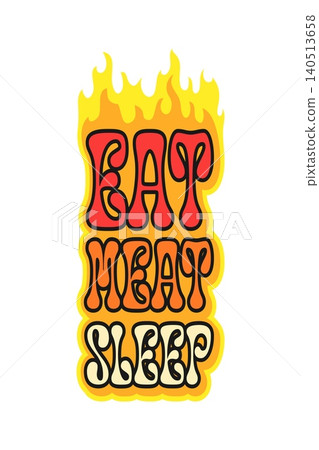 Eat barbeque, grill menu retro Y2K sticker or tag. Steakhouse grill menu funky vector sticker, restaurant barbeque food Y2K patch. Butchery market meat tag with eat meat sleep quote in fire flames Eat barbeque, grill menu retro Y2K sticker or tag. Steakhouse grill menu funky vector sticker, restaurant barbeque food Y2K patch. Butchery market meat tag with eat meat sleep quote in fire flames 140513658