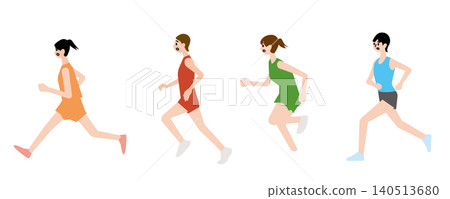 Vector illustration of a woman running in a marathon Vector illustration of a woman running in a marathon 140513680