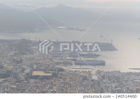 The cityscape of Kure and the evening view of Kure Port from Mt. Haigamine The cityscape of Kure and the evening view of Kure Port from Mt. Haigamine 140514400
