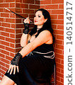 Elegant flapper woman embodying 1920s mafia game era 140514717