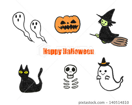 Cute, hand-drawn style illustrations with Halloween motifs Cute, hand-drawn style illustrations with Halloween motifs 140514810