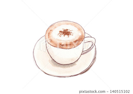Hand-painted watercolor illustration of a cafe mocha on a white background. Hand-painted watercolor illustration of a cafe mocha on a white background. 140515102