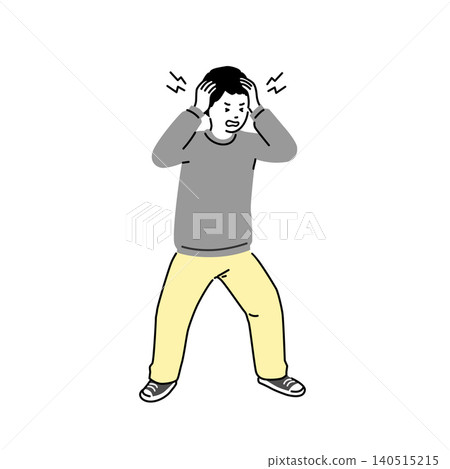 A full-body illustration of a middle school boy holding his head in confusion, symbolizing failure and setbacks. A full-body illustration of a middle school boy holding his head in confusion, symbolizing failure and setbacks. 140515215