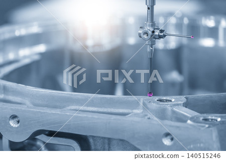 High-precision dimension measurement of automotive parts using a modular probe in a blue tone scene. High-precision dimension measurement of automotive parts using a modular probe in a blue tone scene. 140515246