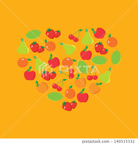 Fruit arranged in heart shape design Fruit arranged in heart shape design 140515332