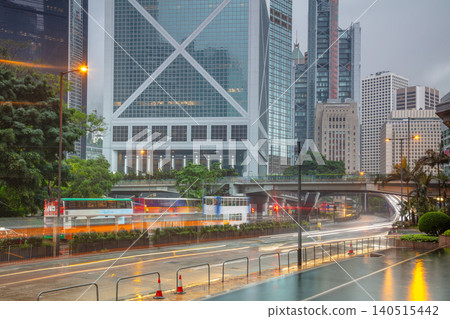 Hong Kong Street in the Evening During a Light Rain Hong Kong Street in the Evening During a Light Rain 140515442