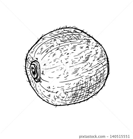 Kiwi fruit sketch. Black and white ink drawing of fresh tropical food. Hand drawn outline illustration isolated on white background for culinary recipe, menu design and diet concept. Kiwi fruit sketch. Black and white ink drawing of fresh tropical food. Hand drawn outline illustration isolated on white background for culinary recipe, menu design and diet concept. 140515551