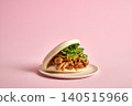 Bao bun with caramelized mushrooms . Concept Steamed bao buns, Caramelized mushrooms 140515966