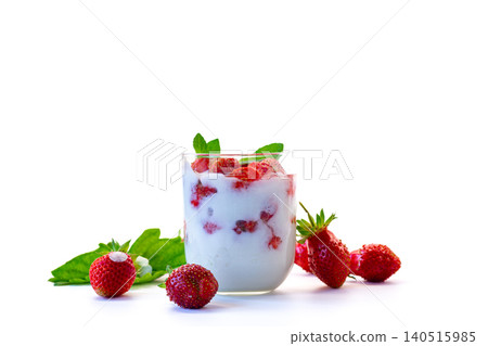 Sweet strawberry yogurt snack with natural fresh berries Sweet strawberry yogurt snack with natural fresh berries 140515985
