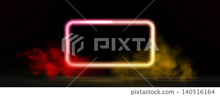 Neon frame with glowing red and yellow light effects, futuristic portal gateway, vibrant smoke and LED illumination. abstract vector frame composition. Neon frame with glowing red and yellow light effects, futuristic portal gateway, vibrant smoke and LED illumination. abstract vector frame composition. 140516164