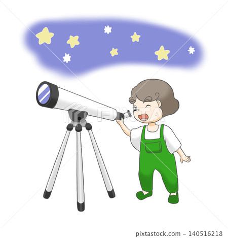 A child observing celestial bodies with a telescope. A child observing celestial bodies with a telescope. 140516218