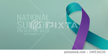 National suicide prevention week concept. Banner for September 5-11 with teal and purple ribbon awareness and text. Vector illustration. National suicide prevention week concept. Banner for September 5-11 with teal and purple ribbon awareness and text. Vector illustration. 140516230