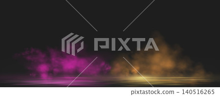 Realistic pink and orange smoke or haze, overlay effect on a dark background, magic fog, vapor on floor. Abstract vector illustration Realistic pink and orange smoke or haze, overlay effect on a dark background, magic fog, vapor on floor. Abstract vector illustration 140516265