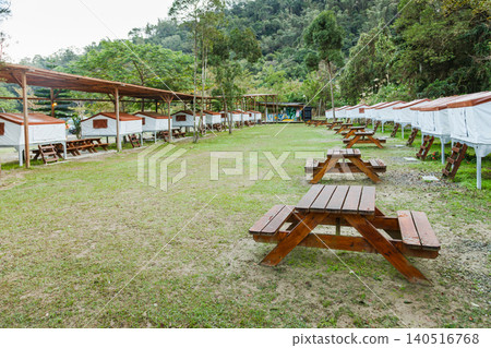 Wide campground lane with tents in Taiwan campsite Wide campground lane with tents in Taiwan campsite 140516768