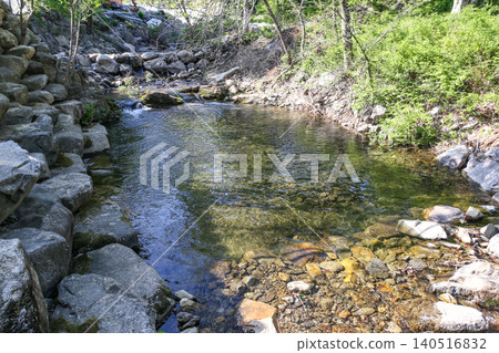 Beautiful Summer Valley Stream in a Lush Korean Forest Beautiful Summer Valley Stream in a Lush Korean Forest 140516832