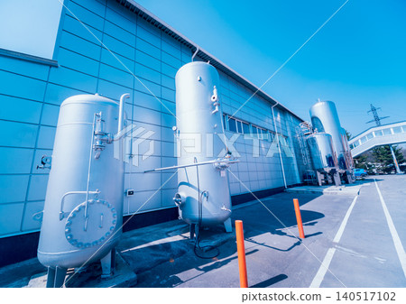 The tank with water, carbon and ladder. Equipment for beverages factory. 140517102