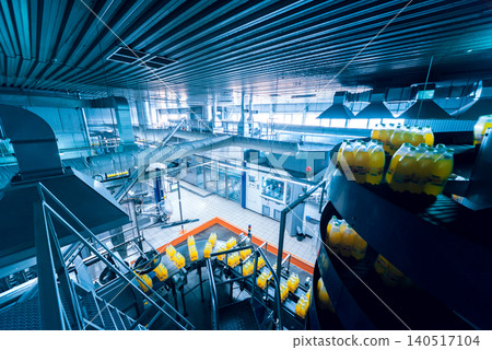 Strapping machine for packaging line. Modern machine for packaging line in factory. Technology and industrial concept. 140517104